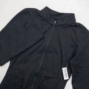 Old Navy CloudComfy Jumpsuit Womens Medium Black Go-Dry Mock Neck Zip